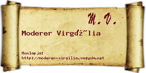 Moderer Virgília névjegykártya